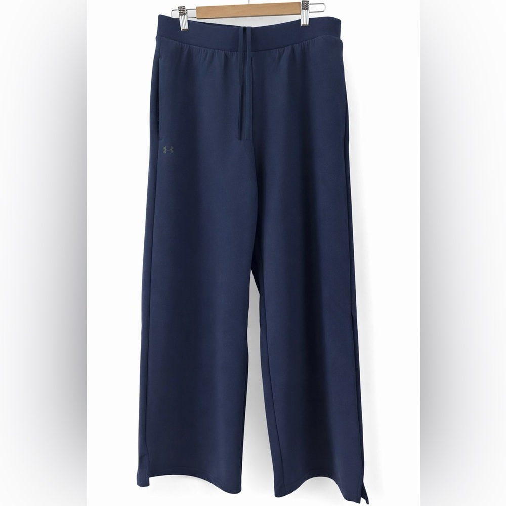Under Armour NWT Navy Wide Leg Fleece Pants Soft Lounge Athleisure M